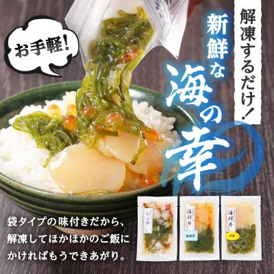 ふるさと納税 宮古市 メカブ・イクラ入り!川秀のぶっかけ海鮮丼の具(イカ・ホタテ・タコ)計6袋冷凍セット 岩手県宮古市 |  | 01
