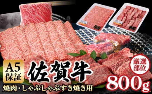 【佐賀牛】 A5 焼肉 しゃぶしゃぶすき焼き 厳選部位 合計800g（400g×各１P）桑原畜産  黒毛和牛 佐賀 ブランド牛 牛肉