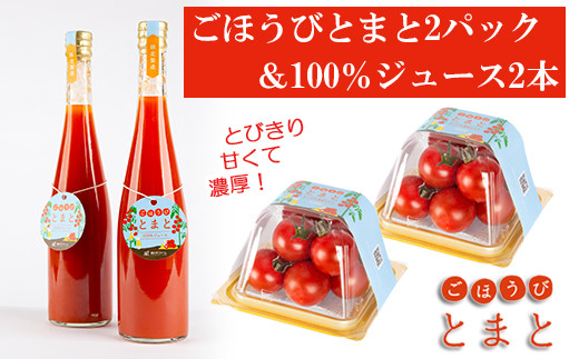 
フルーツトマト 2パック トマト 100% ジュース 2本 セット ごほうびトマト ドレッシング 生活習慣病 予防 新鮮 野菜 羽生 埼玉
