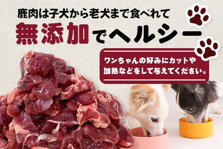ワンちゃんのペットフード鹿肉小間切れ 3キロ（冷凍250g×12パック）【徳島 那賀 国産 徳島県産 ジビエ いぬ イヌ 犬 わんちゃん ワンちゃん ごはん えさ エサ 餌 高タンパク 低カロリー ド