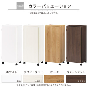【国産家具】オーダーすき間ラック〔幅39cm・キャスター・扉付き・ロータイプ〕（オーク）すき間ラック 収納棚 約 奥行32 高さ96 扉付き キャスター付き スリム 薄型 木製 扉付 5段 ABE40