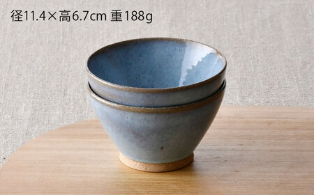 【波佐見焼】テラコッタ・BLUE 茶碗 2点セット【利左エ門窯】[QB70]