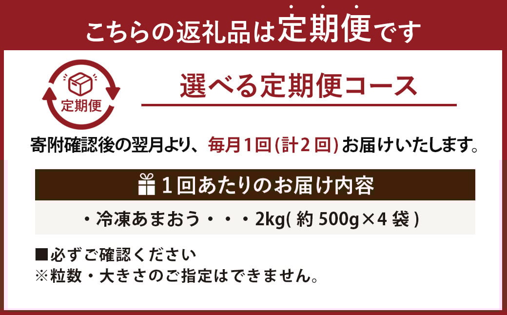 【2カ月定期便】｢いちごファームきらら｣の冷凍あまおう 約2kg（約500g×4袋） 計約4kg