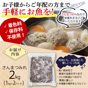 さんまつみれ 2kg (1kg×2P) ＼ さんま ／ 冷凍