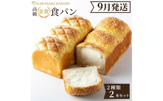 ＜9月発送＞高級食パン プレミアムシリーズ 食パン 2本セット（メロン／チーズ）