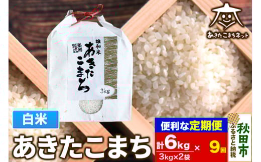 《定期便9ヶ月》あきたこまち 清流米 6kg(3kg×2袋)【白米】 秋田市雄和産