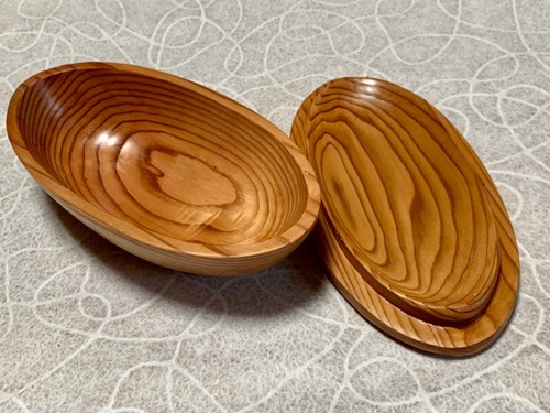 吉野杉 楕円型 ダイエット スリム 弁当箱／津田瑞苑 ボウル 木製 スギ ガラス ウッド コート コーティング 奈良県 宇陀市