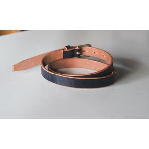 【minca】細幅20mmベルト/34インチ  栃木レザーの希少な「ハーネスレザー」使用の贅沢な1枚革のレザーベルト/ネイビー/HL-B04/NAVY　727【小物 ファッション 人気 おすすめ 】