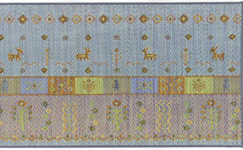 い草 玄関マット Fミーナ 70×120cm（ブルー/ピンク）屋内