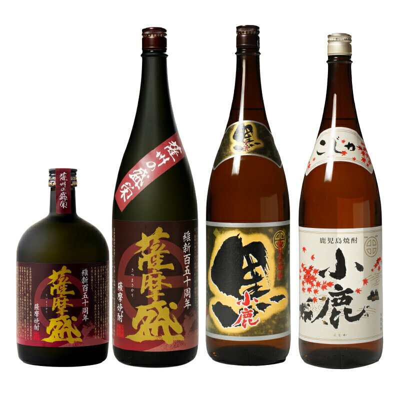 【ふるさと納税】小鹿飲み比べ薩摩盛セット 計6.12L（小鹿1,800ml（芋・白麹・25度）、小鹿黒1,800ml（芋・黒麹・25度）、薩摩盛1,800ml（芋・黒麹・25度）、薩摩盛720ml（芋・黒麹・25度）【小鹿酒造（株）】