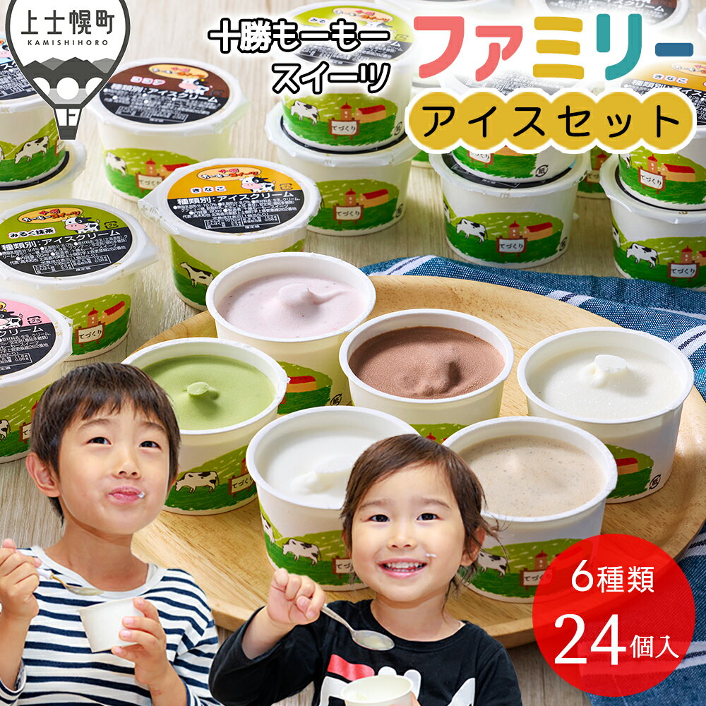 【ふるさと納税】十勝もーもースイーツ アイス ファミリーアイス6種セット 80ml×24個（6種×各4個） 北海道 スイーツ アイスクリーム 卵不使用 レビューキャンペーン対象品 ※オンライン申請対応