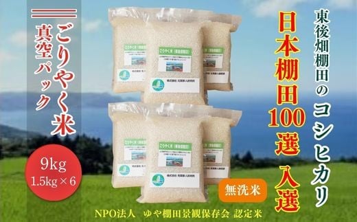 お米 無洗米 無洗米真空パック 白米 こしひかり コシヒカリ ごりやく米 無洗米 9㎏ (無洗米真空パック1.5㎏×6個) 小分け おにぎり 棚田米 長門市
