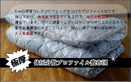 【高級ホテル仕様】敷布団 シングル 体圧分散 プロファイル多層極厚 敷布団 ブルー