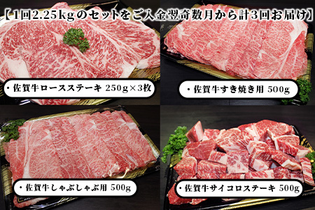 V-10 佐賀牛４点セット 【全３回定期便お届け】総計6.75kg