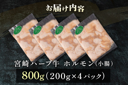 小分けで便利＜宮崎ハーブ牛＞ホルモン 小腸（200g×4パック）【B577】