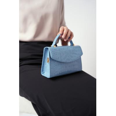 ふるさと納税 御代田町 【濱野皮革工藝 HAMANO バッグ】プティ・フォルム クロコDUE(スカイブルー×ゴールド) |  | 03