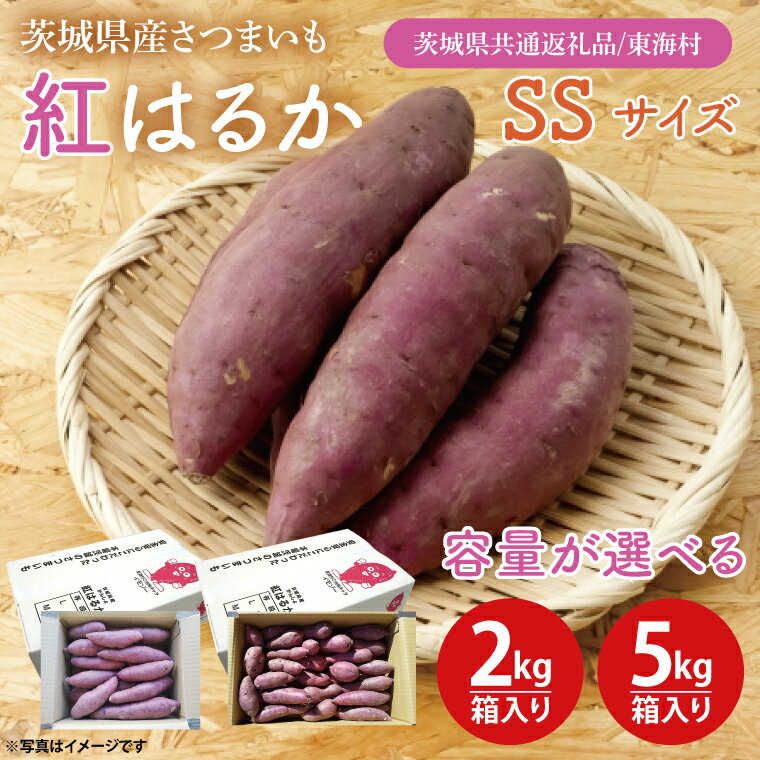 【ふるさと納税】数量限定・選べる内容量 紅はるかSSサイズ2kg箱・5kg箱【茨城県共通返礼品/東海村】新さつまいも 新芋 さつまいも サツマイモ 芋 いも 焼き芋 やきいも 紅はるか べにはるか おやつ ヘルシー 食物繊維 腸活 高評価 産地直送 水戸市 茨城県（KE-12）