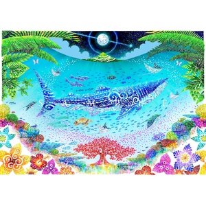 インテリア ［琉球イラストレーション］ 与儀勝之 『海の星 〜満月の夜〜 / Star of the Sea - Night of Full Moon -』 額装Lサイズ  BCAI009 アート