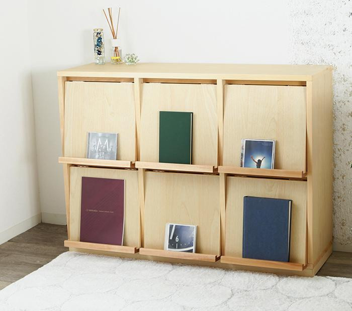 
            大川家具 ソプラ 113cm マガジンラック 本棚 3列2段 天然木サクラ(バーチ) 野中木工所
          