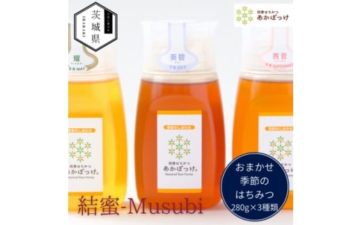 茨城県産 国産 天然生はちみつ 田舎はちみつ 280g×3種類セット 結蜜-Musubi B3【1605553】