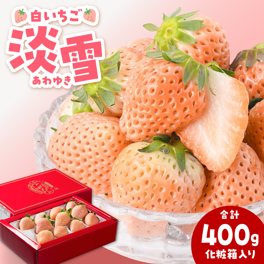 【2026年1月以降発送】ほんのりピンクな白いちご希少「淡雪」（化粧箱入り400g）【岸川農園】 [IAP004]