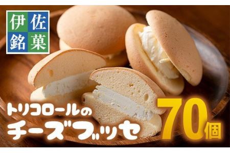 B8-03 伊佐銘菓！トリコロールのチーズブッセ(70個) 伊佐市 特産品 お菓子 洋菓子 スイーツ おやつ 冷凍 冷凍便【ケーキハウストリコロール】