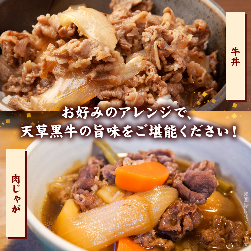 S074-016-T03_【定期便3回】天草黒牛 モモ・スネ肉 切り落とし約500g(250g×2P） 黒毛和牛 A4〜5等級