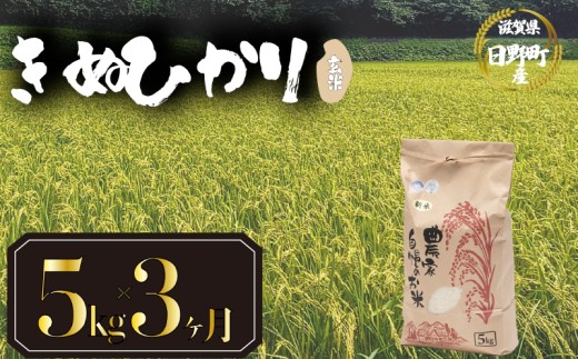 【 令和8年産 米 5kg 定期便 3ヶ月 】 きぬひかり 米 玄米 国産 滋賀県 日野町 農家直送 お米 おこめ こめ 産地直送 ふるさと納税