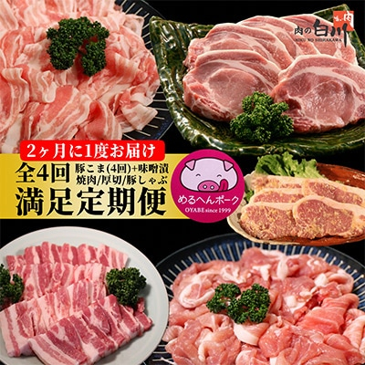 
＜2ヵ月毎定期便＞メルヘンポーク定期便　豚こま・味噌漬・焼肉・とんかつ・しゃぶしゃぶ全4回【4004679】
