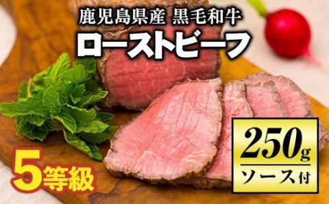 A0-08 ＜5等級＞鹿児島県産黒毛和牛ローストビーフ(250g・専用ソース付き) ふるさと納税 伊佐市 特産品 鹿児島 九州産 牛肉 国産 贈り物 冷凍 冷凍便 【986919】