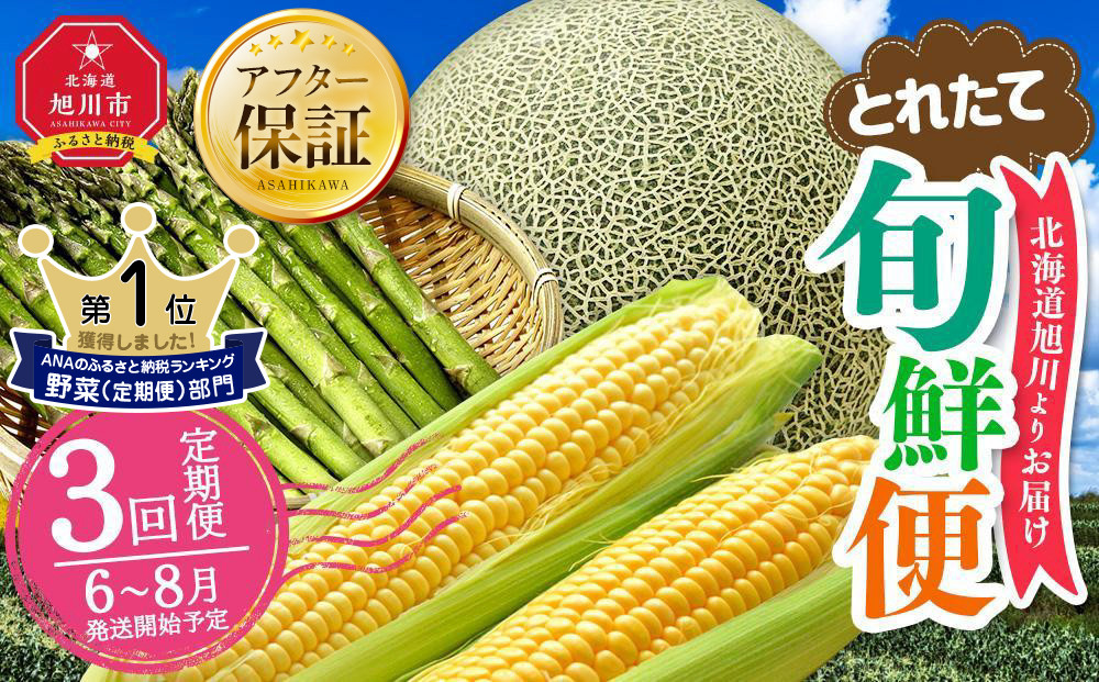 【先行予約】2025年6月発送開始！とれたて旬鮮便～北海道旭川市から旬の定期便～ 【 野菜 アスパラ グリーンアスパラ アスパラガス ゴールドラッシュ とうもろこし 赤肉 メロン フルーツ 果物 旭川