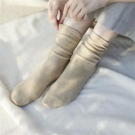 裏返しオーガニックコットンソックス(杢ベージュ)1足/NSGK22-06_装飾品・工芸品  服飾小物 _【1447248】