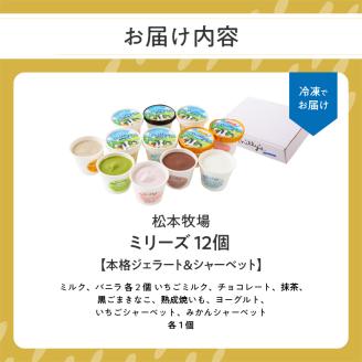 松本牧場アイス定期便（12個入り×3回） ～本格ジェラート＆シャーベット～