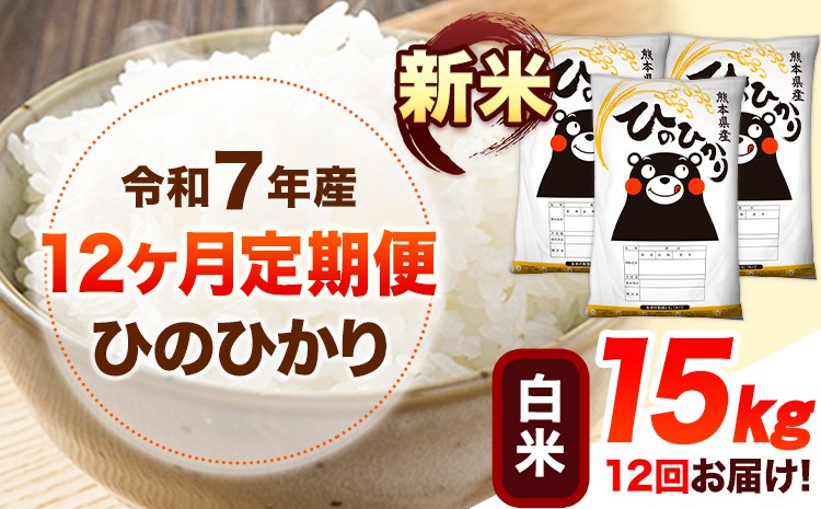 
            令和7年産【12ヶ月定期便】新米 白米 ひのひかり 15kg 《お申し込み月の翌月から出荷開始》 熊本県産 白米 精米 ひの 送料無料 熊本県 山江村 SDGs 米 コメ こめ 国産
          