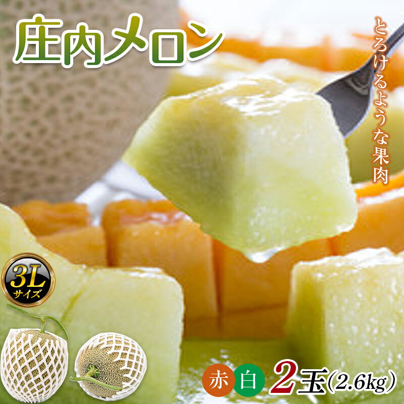 【ふるさと納税】【2027年先行予約】 庄内メロン 紅白セット 2玉 3Lサイズ 2.6kg 白肉メロン 赤肉メロン 白肉 赤肉 デザート フルーツ 果物 くだもの 果実 食品 山形県 FSY-0585