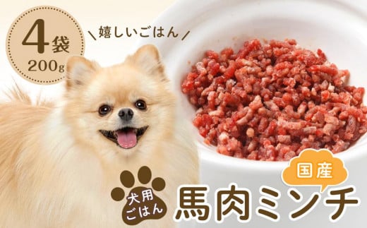 犬用ごはん国産馬肉ミンチ(200g×4袋)【ペット用 愛犬 ペットフード 馬肉 ペットおやつ 馬肉 犬用 福岡県 筑前町 DN004】 