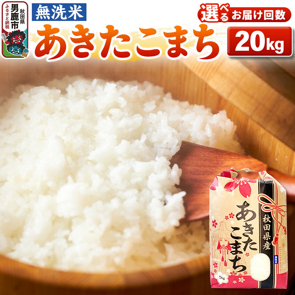 【ふるさと納税】《令和7年産》【無洗米】あきたこまち 20kg（5kg×4袋） 秋田県 男鹿市 こまちライン【選べるお届け回数】 [こまちライン あきたこまち ブランド米 お米 白米 精米 無洗米 米どころ 秋田 秋田県産]