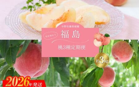 No.2222中野/佐藤果樹園 福島の桃３種定期便 各3kg【2026年発送】