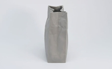 【瀬戸焼】ニュークリンクルスーパーバッグ#1 花器 グレー 【セラミック・ジャパン】 / 花瓶 インテリア ギフト プレゼント / 瀬戸市[BBBC015]