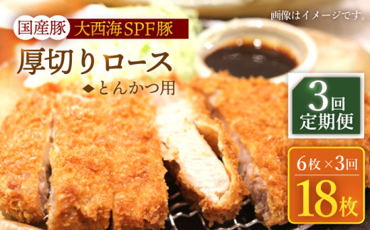 【3回定期便】大西海SPF豚 国産豚 厚切りロース とんかつ用 計900g（6枚） 訳あり ＜大西海ファーム食肉加工センター＞[CEK175]