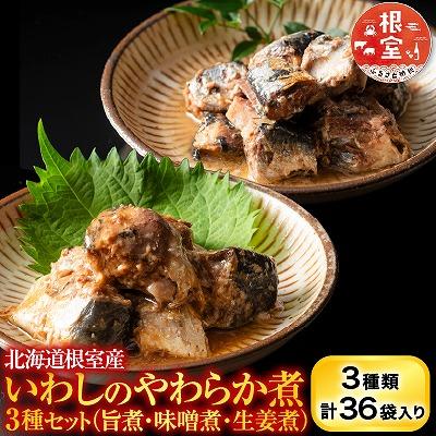 ふるさと納税 根室市 【北海道根室産】骨まで食べられる!いわしのやわらか煮3種セット B-09021