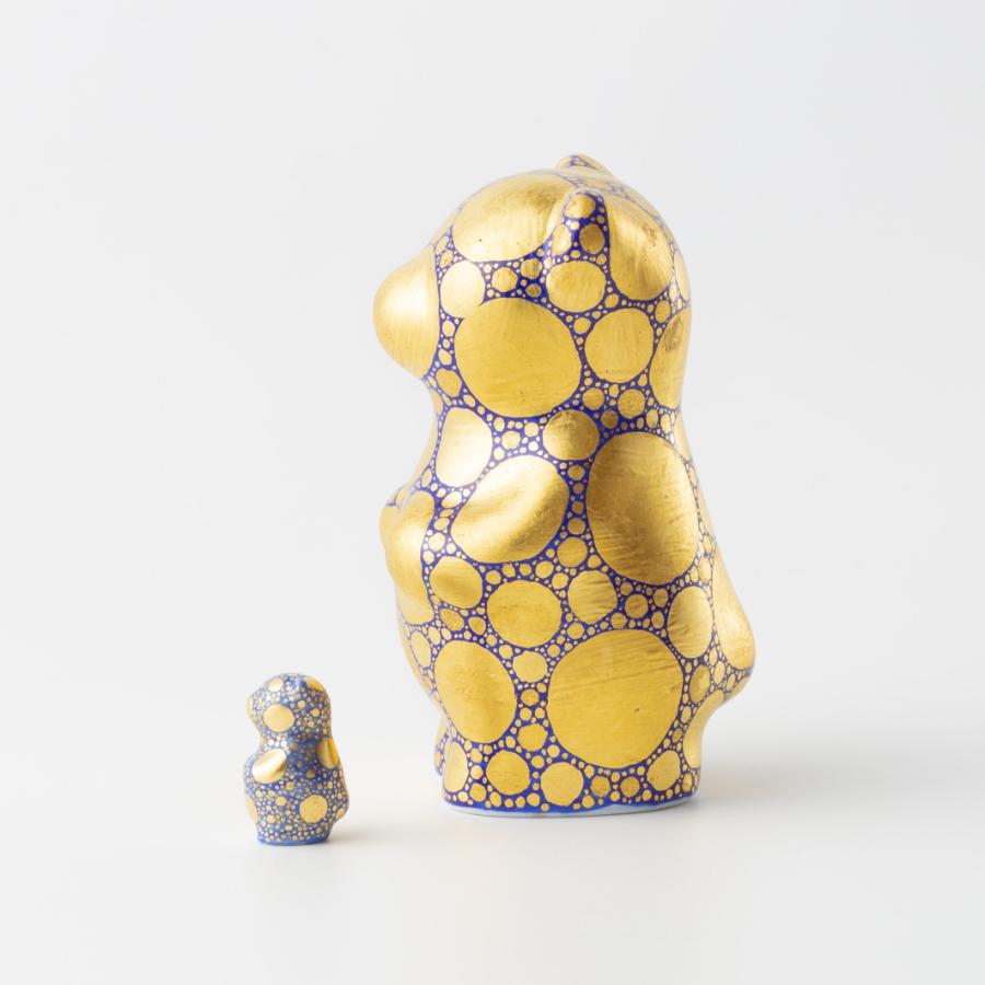 ＜momoco＞有田焼　momoco bear【小野鉄兵　金襴手ドット青】