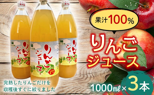 果汁100% りんごジュース (1000ml瓶×３本) 【森の菜園】 フルーツ王国 果物 くだもの フルーツ りんご リンゴ 林檎 アップル リンゴジュース 林檎ジュース アップルジュース 青森県 南部町産 三戸 南部 1L 1l セット F21U-192