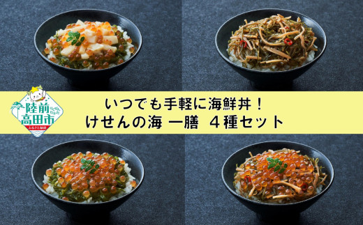 【今日の逸品】けせんの海 一膳 4種セット 〈ほたていくらめかぶ / 特製松前漬 / いくらめかぶ / いくら松前漬〉各1個 【 ご飯のお供 おつまみ カップ 小分け 海鮮 】 陸前高田市 東北 岩手県 RT2401