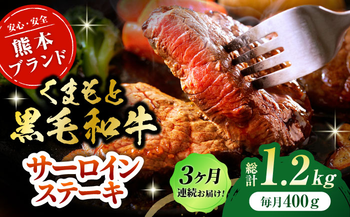 
                  【3回定期便】くまもと黒毛和牛サーロイン ステーキ用 約400g（約200g×2枚）【吉里精肉】 [ZEW066]
                