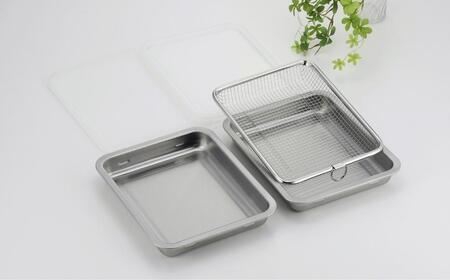 蓋付ステンレスバット・油切りザルセット ステンレス製 ステンレスバット キッチン用品 調理器具  燕三条製 【010S334】