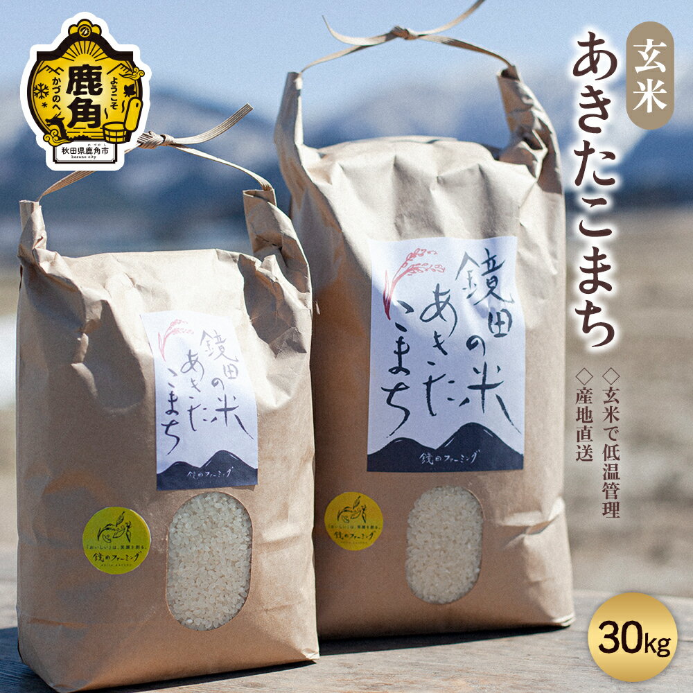 【ふるさと納税】《 先行予約 》 令和7年産 鏡田の米「 あきたこまち 」 玄米 30kg 単品 玄米 米 お米 おこめ 国産米 お中元 お歳暮 新生活 グルメ ギフト 故郷 秋田 あきた 鹿角市 鹿角 送料無料 【鏡田ファーミング】