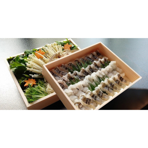 期間限定 鱧しゃぶセット 2～3人前（特製スープ・野菜付）＜丹波四季菜料理 宮本屋＞｜ハモ はも  ※2026年7月～発送
