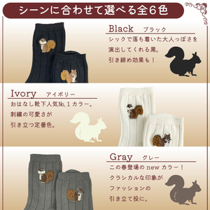 おはなし靴下 ギフトボックス リス キッズ アイボリー