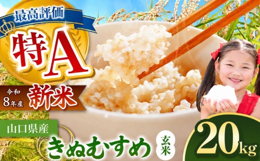 令和8年度産 新米 きぬむすめ 玄米 20kg 村上農園 先行予約 ＜ 2026年10月中旬より11月末まで順次発送＞ ｜ 米 精米 新米 玄米 雑穀 お米 コメ 単一米 きぬむすめ 絹娘  山口 美祢 秋吉台 20kg